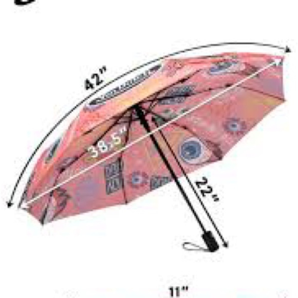 ⭐️Von Dutch compact automatic umbrella bold pink Jax graphic design NWOT